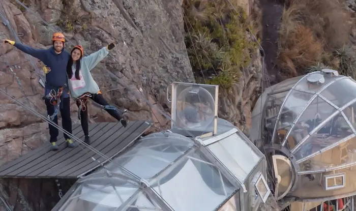 Pareja en Skylodge